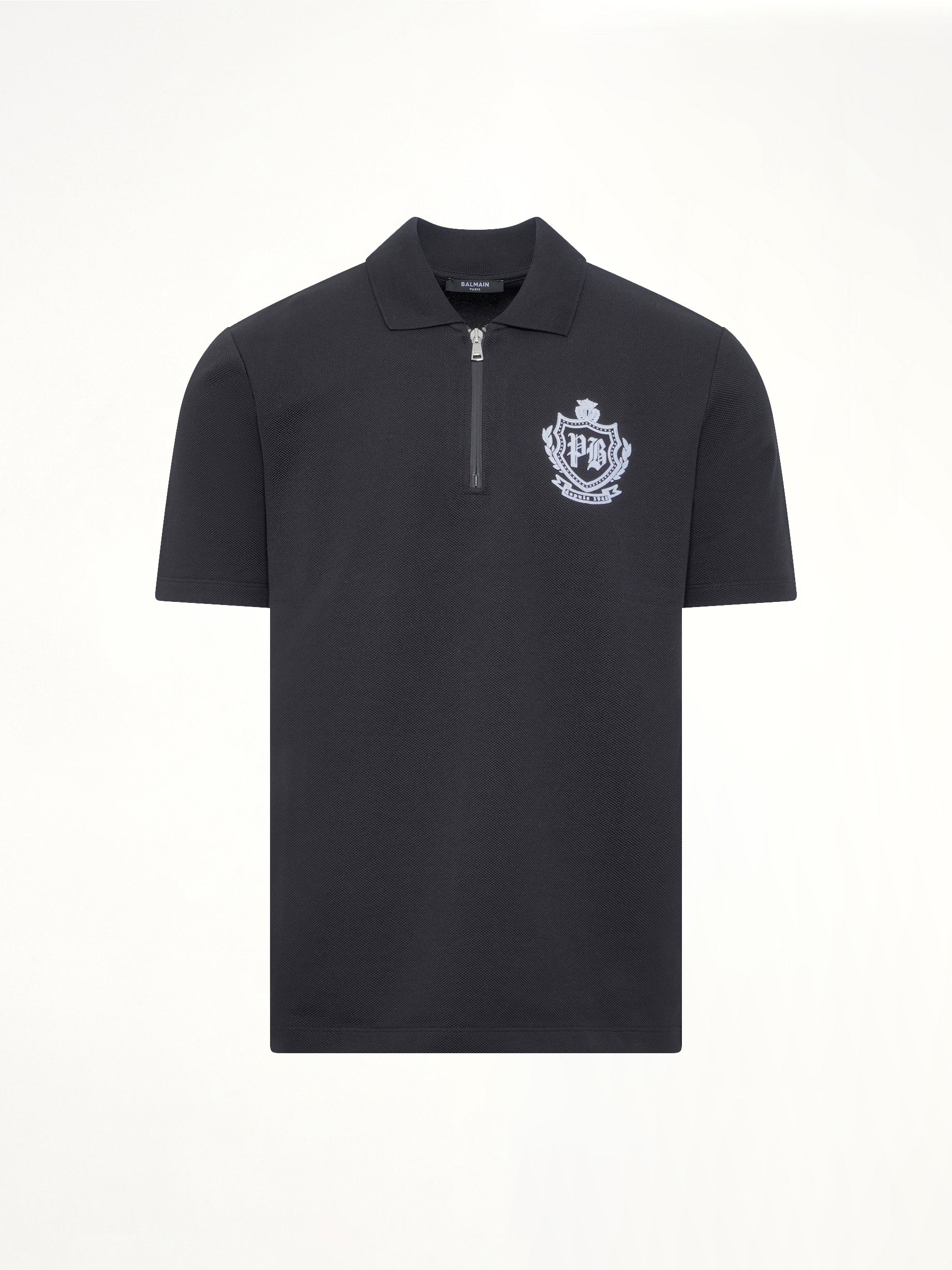 BALMAIN College Emblem Polo in Black/White Product Photo from MARAIS