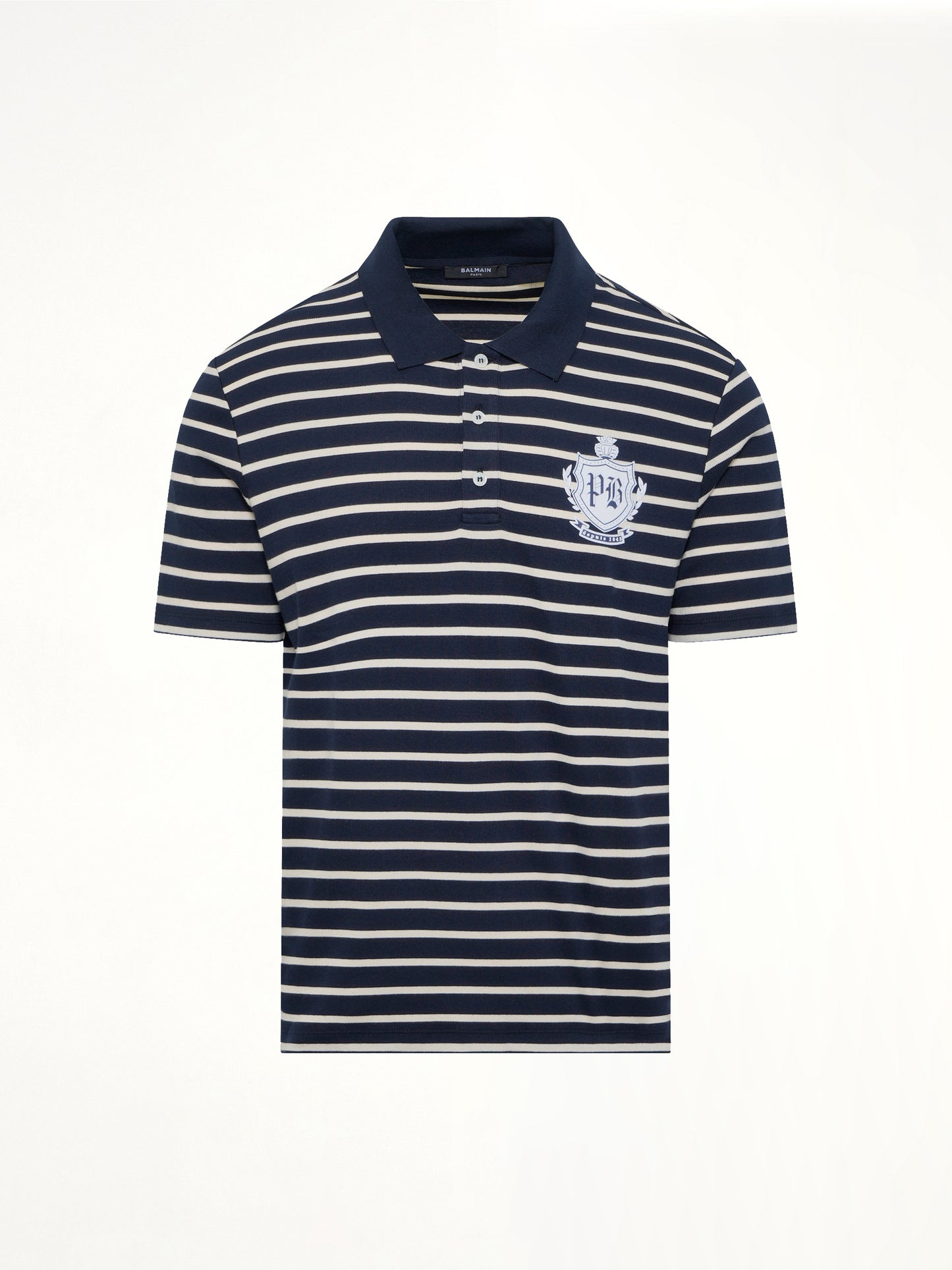 Marinier College Emblem Polo in Blue/Beige/White
