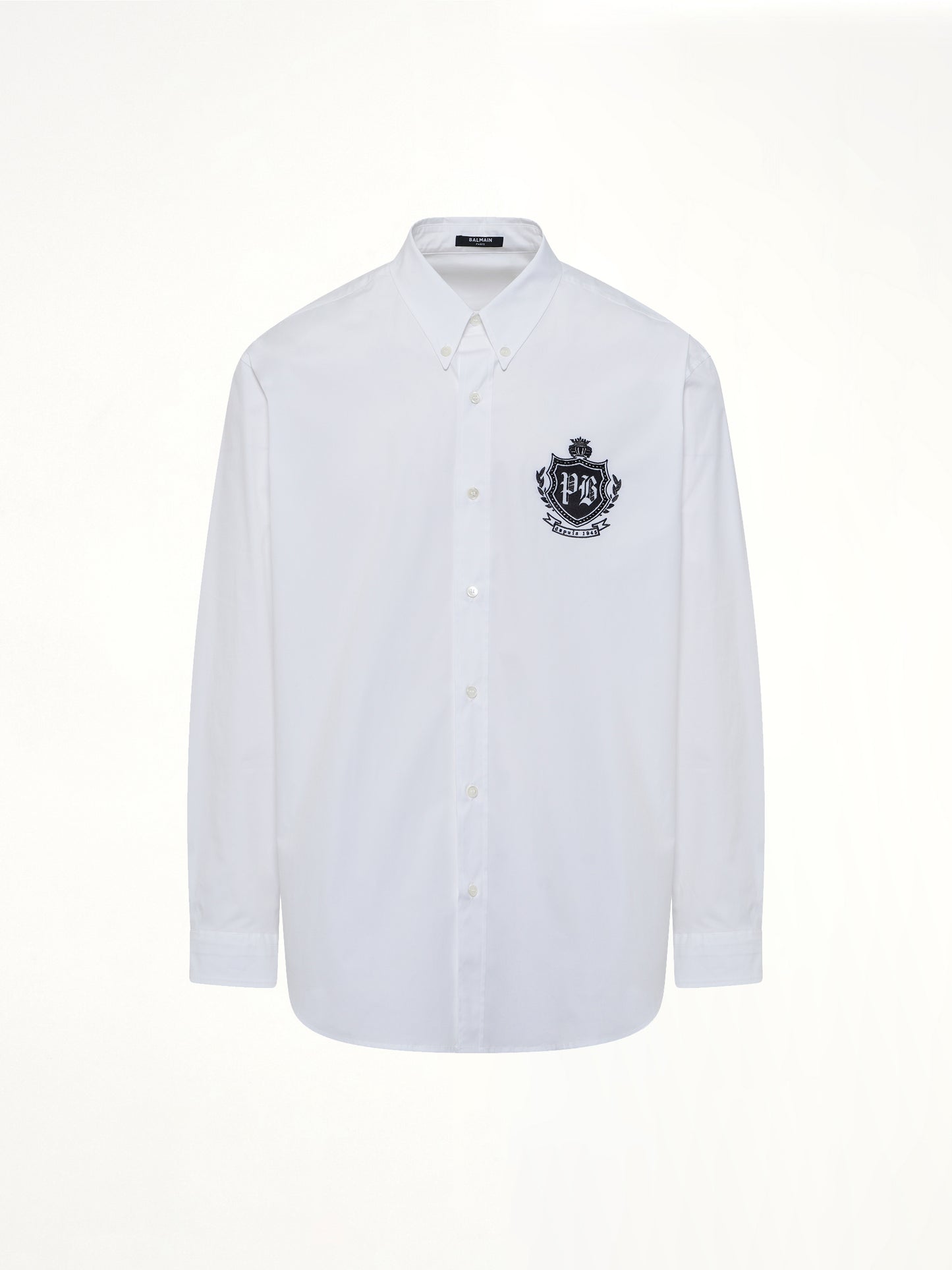 College Poplin Emblem Shirt in White