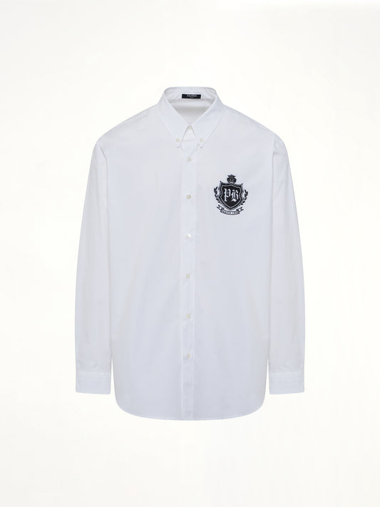 College Poplin Emblem Shirt in White
