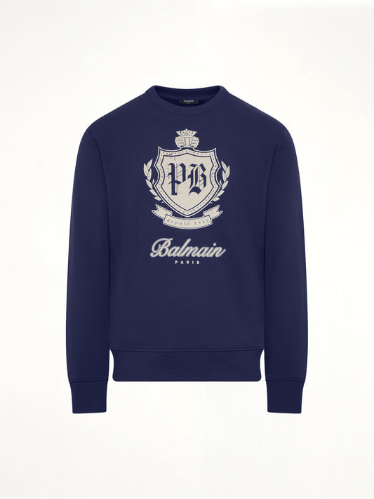 College Emblem Sweatshirt in Blue/Beige