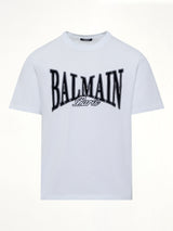 Balmain College Flock T-Shirt in White/Black