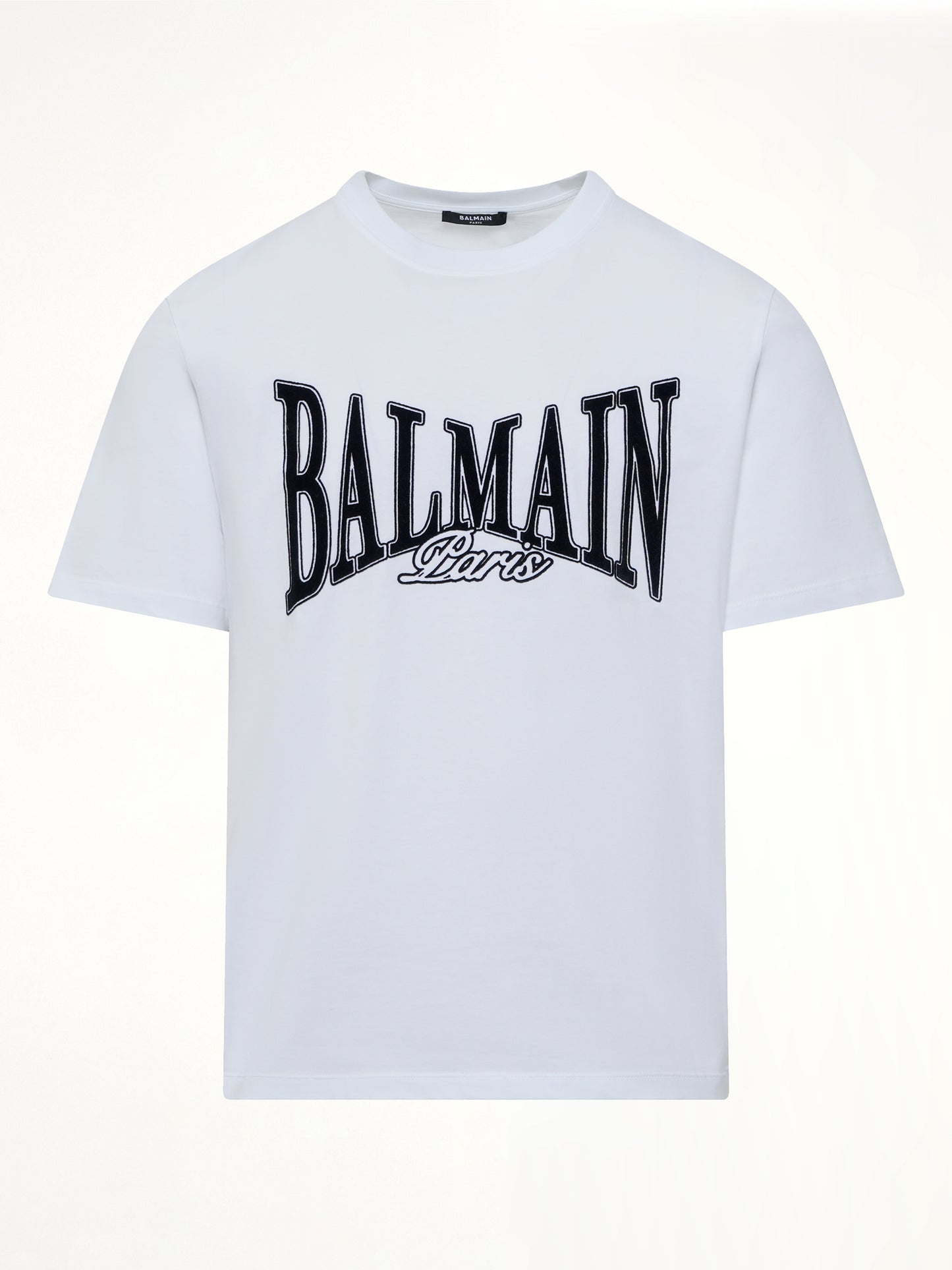 Balmain College Flock T-Shirt in White/Black