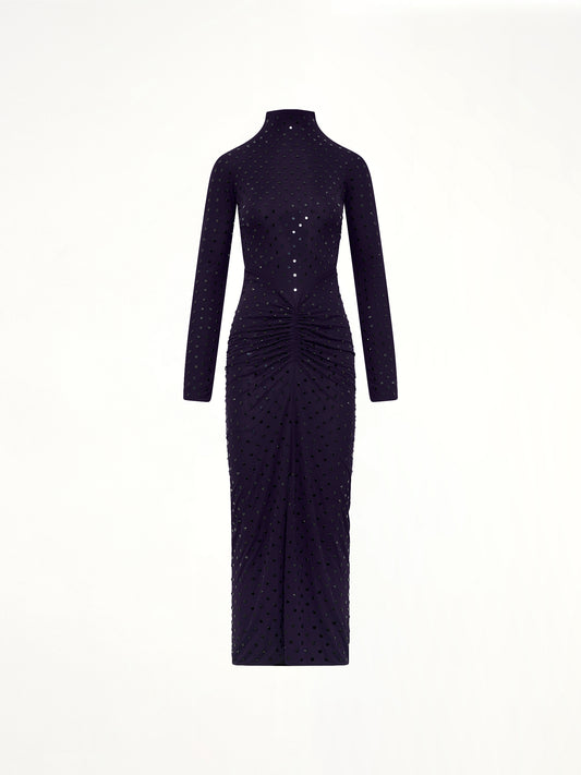 Draped Dress LS in Aubergine