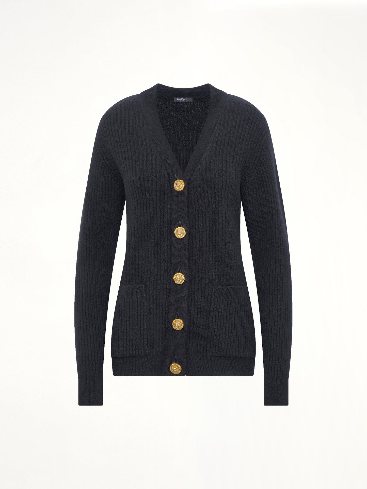 Buttoned Cashmere Cardigan in Black