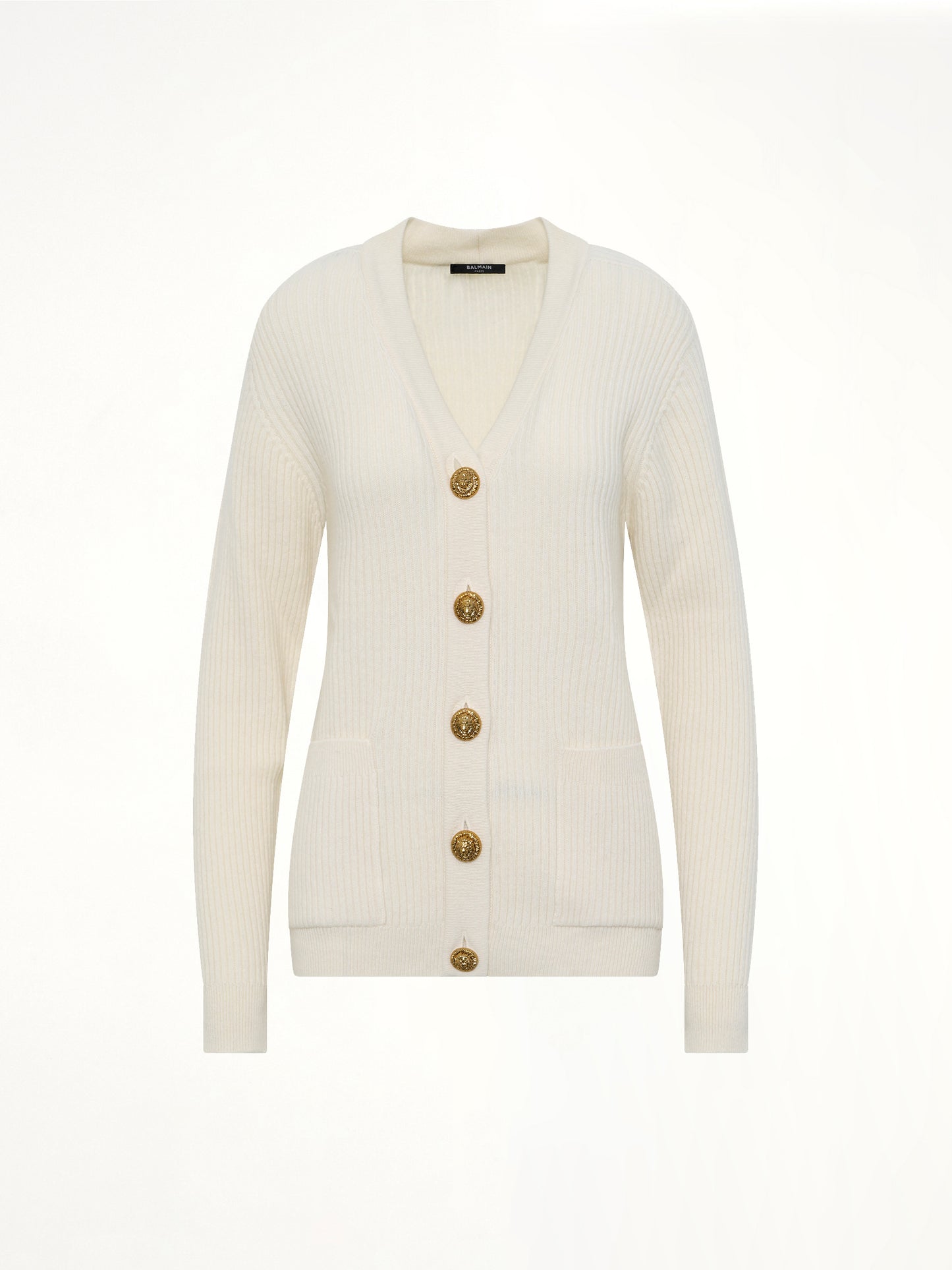 Buttoned Cashmere Cardigan in Natural