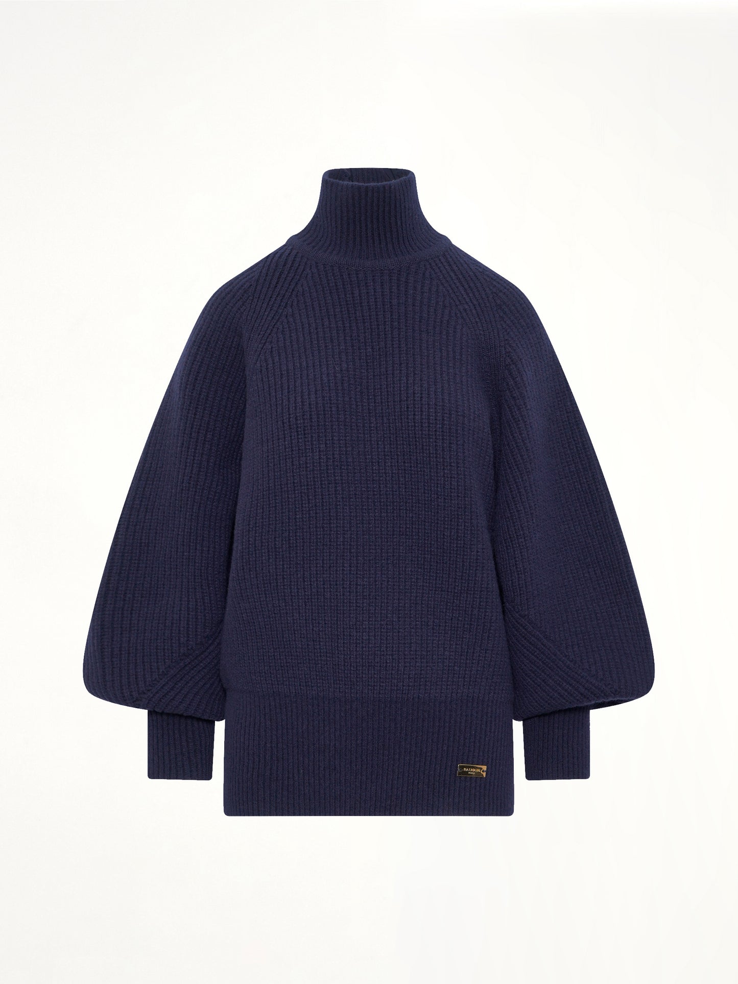 Batwing Ribbed Knit Pullover in Blue