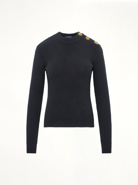 LS High Collar Knit Pullover in Black