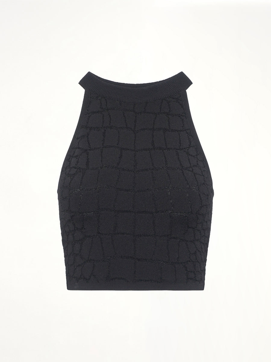 Halterneck Croco Top in Black