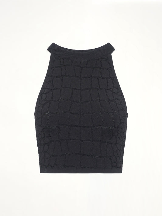 Halterneck Croco Top in Black