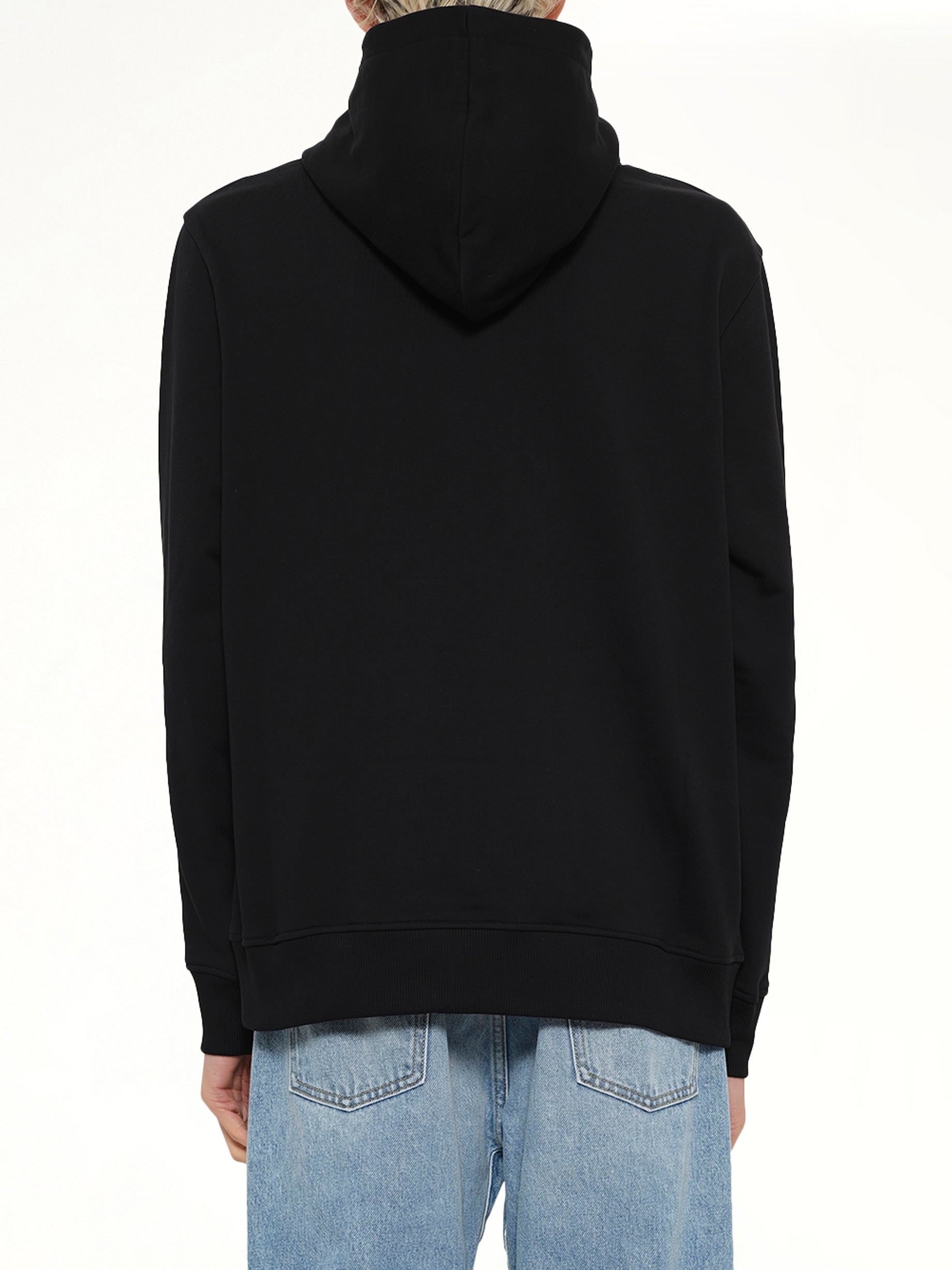 BALMAIN Balmain College Flock Hoodie in Black/Red Back View from MARAIS