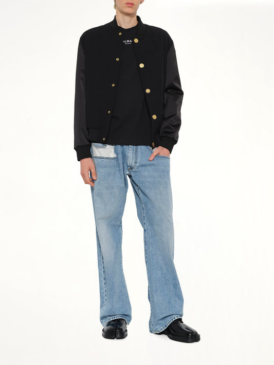 GDP Satin Varsity Jacket in Black