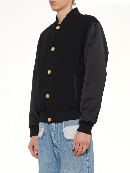 GDP Satin Varsity Jacket in Black