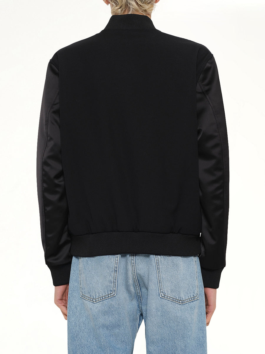GDP Satin Varsity Jacket in Black
