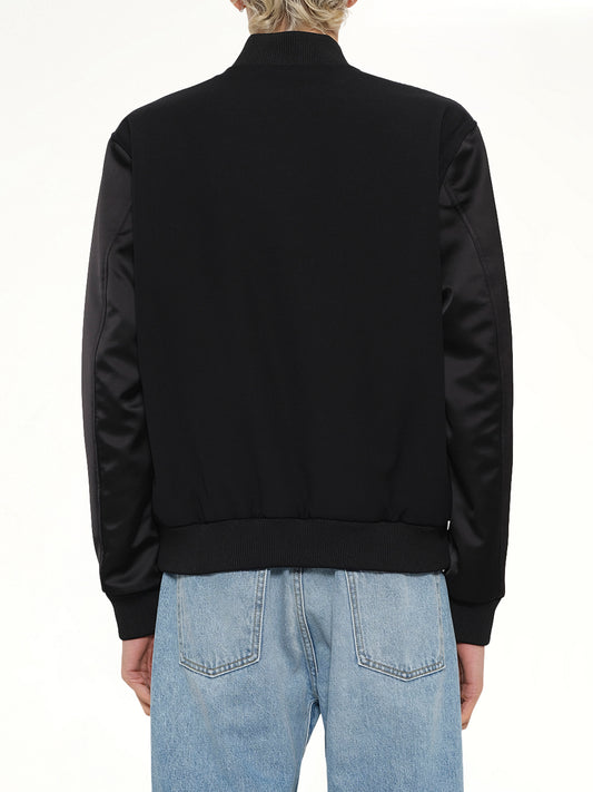 GDP Satin Varsity Jacket in Black