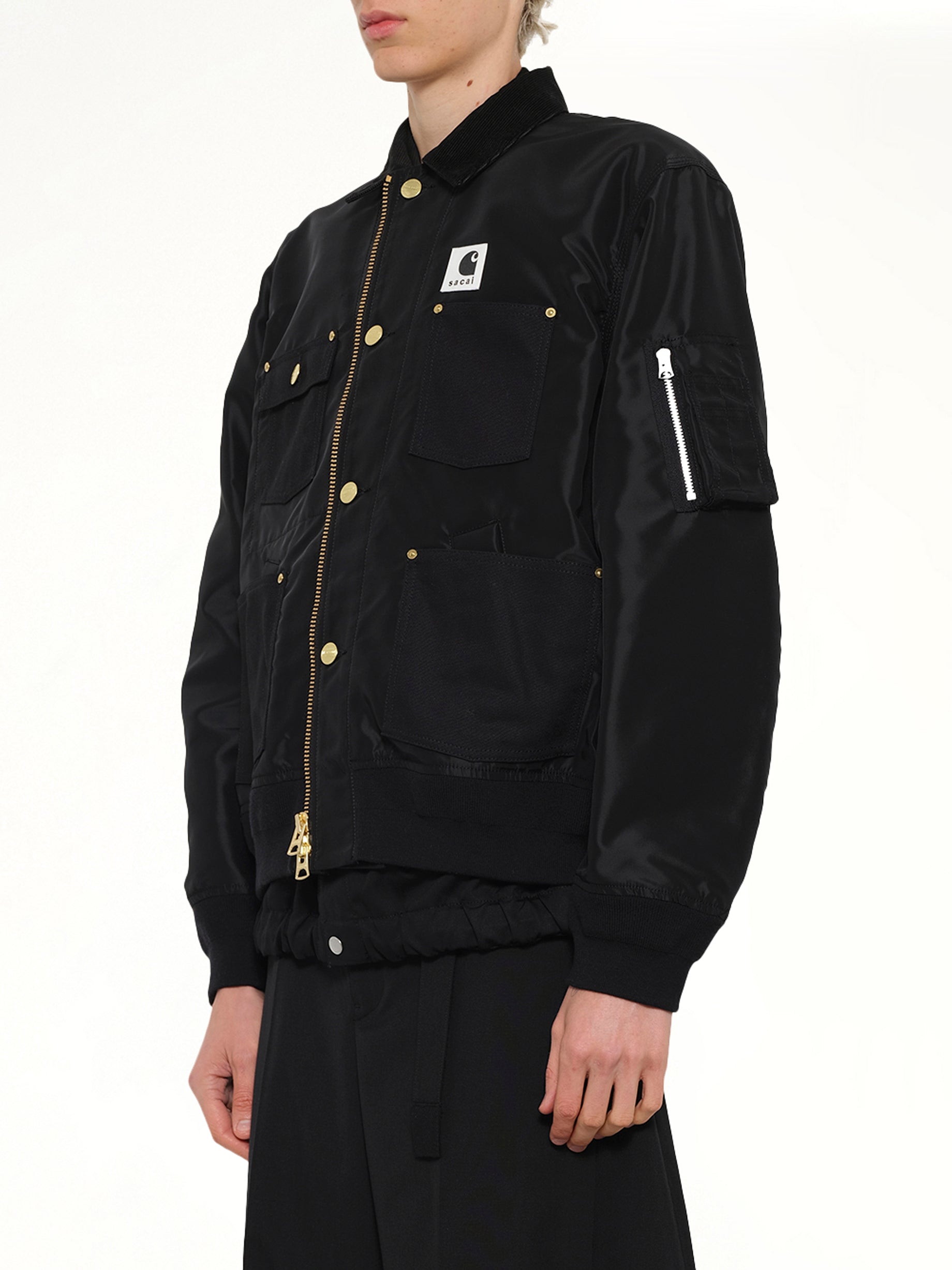 SACAI , 
, Carhartt WIP Nylon Twill x Duck Blouson in Black Side View from MARAIS