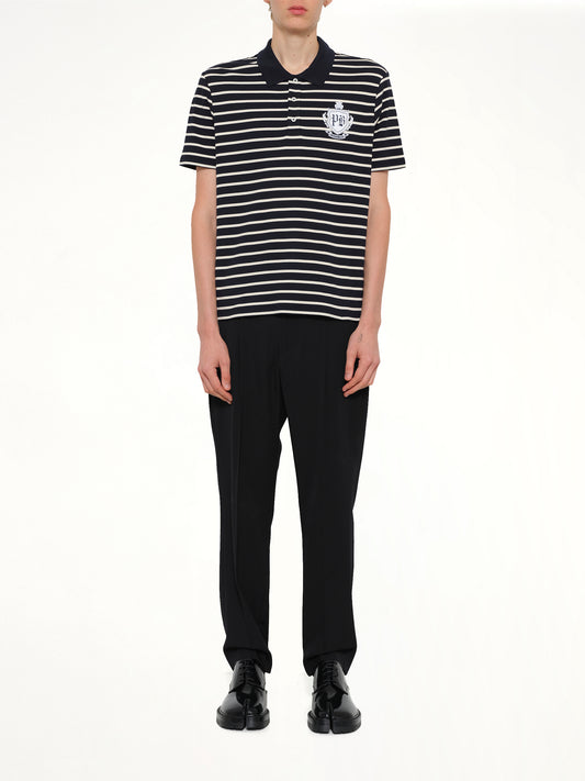 Marinier College Emblem Polo in Blue/Beige/White