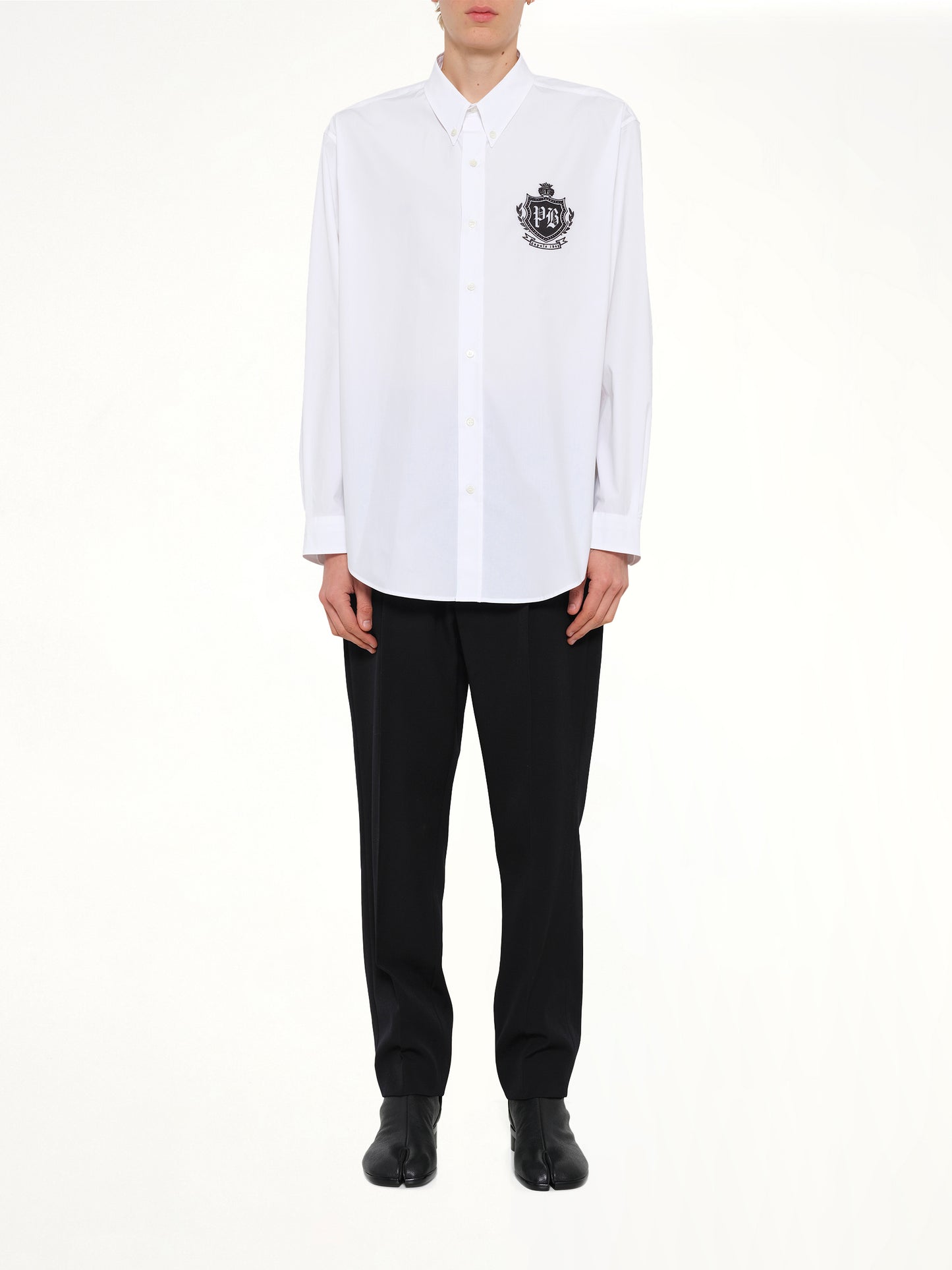 College Poplin Emblem Shirt in White