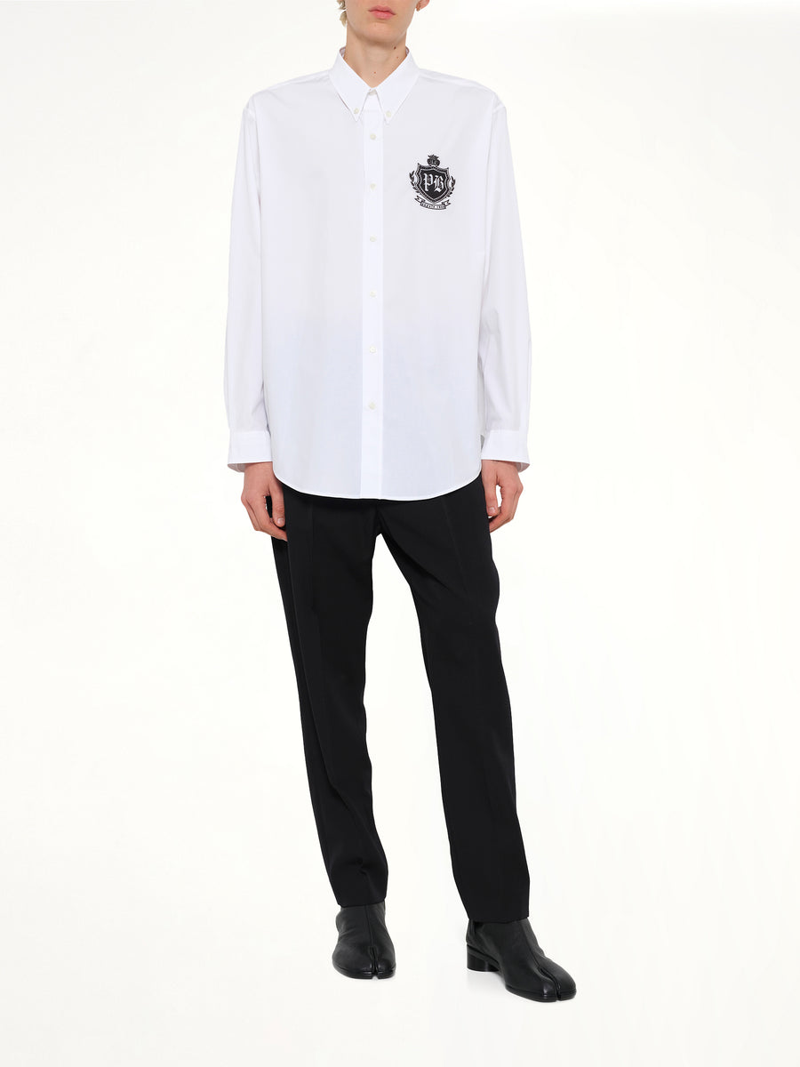 College Poplin Emblem Shirt in White