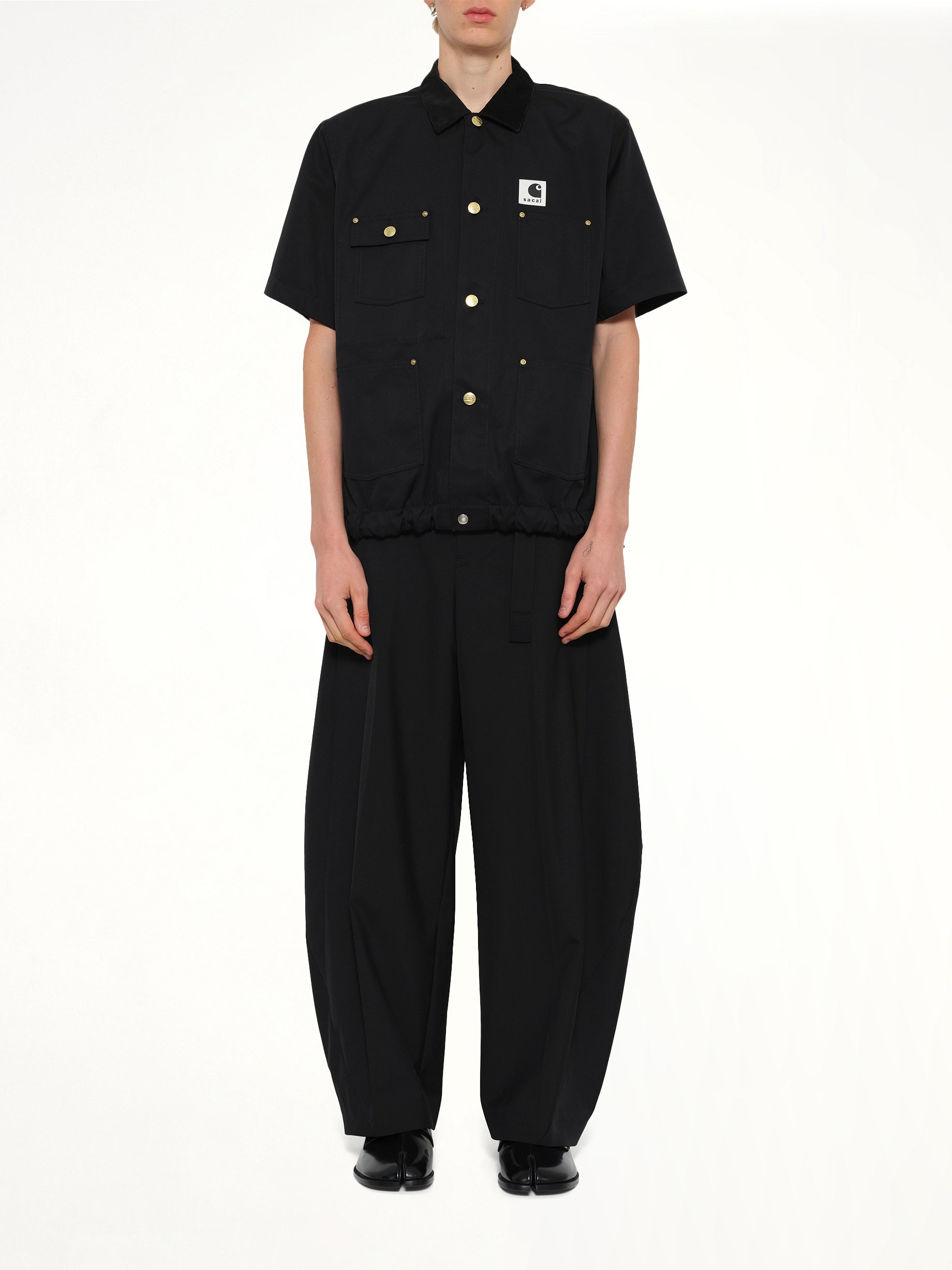 SACAI , Carhartt WIP Duck Shirt in Black Model View from MARAIS