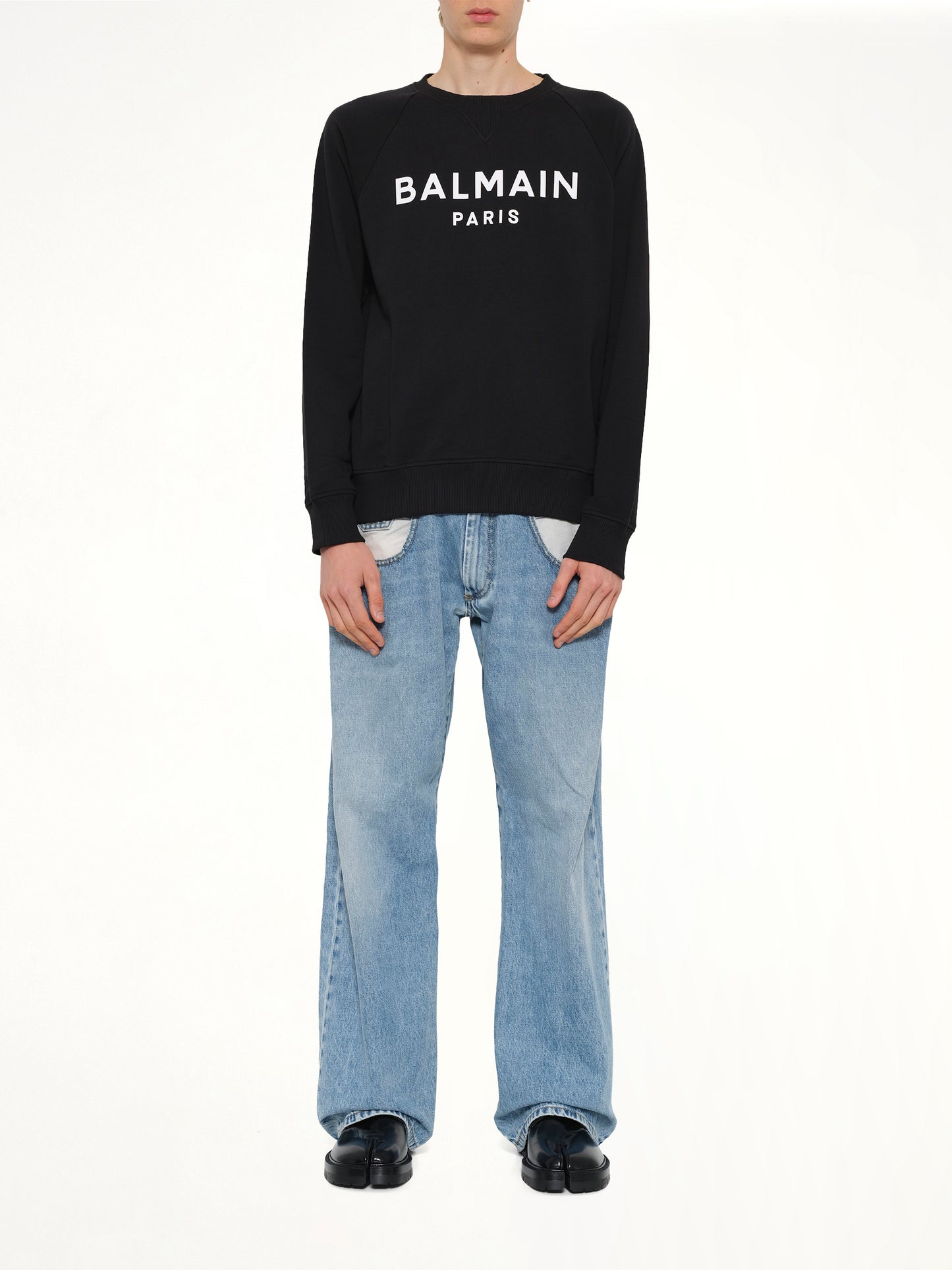 Balmain Print Sweatshirt in Black/White