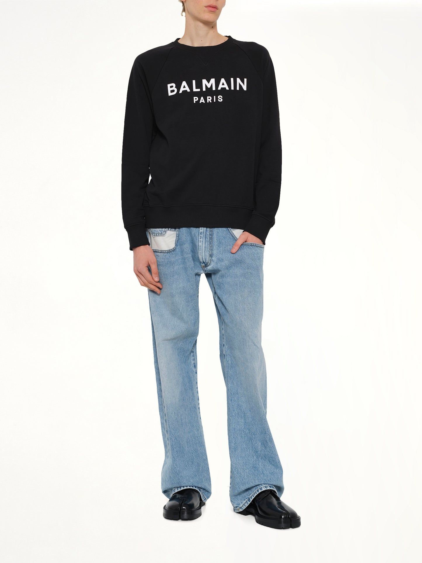 Balmain Print Sweatshirt in Black/White
