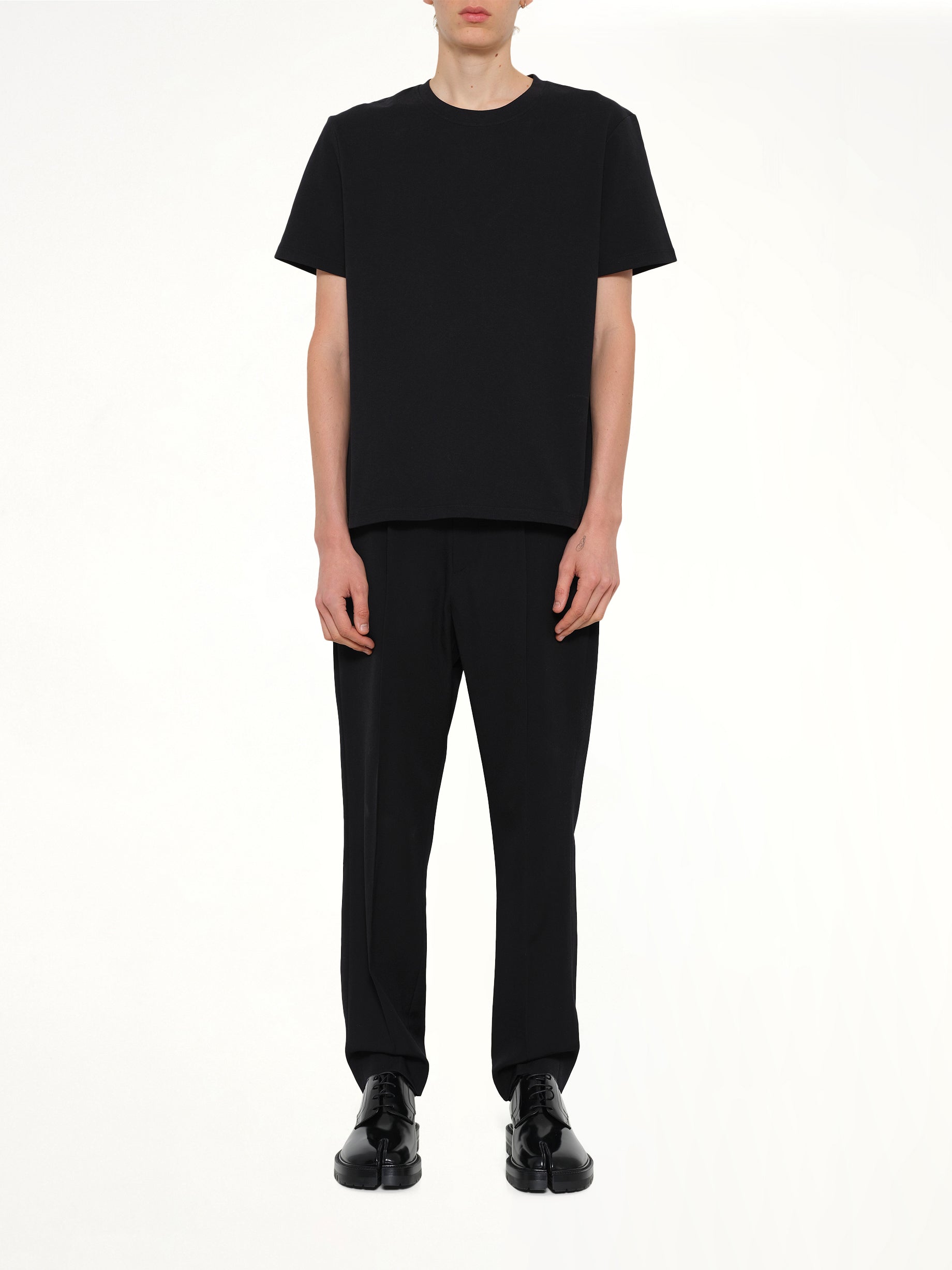 BALMAIN Back College Emblem T-Shirt in Black/White Model View from MARAIS