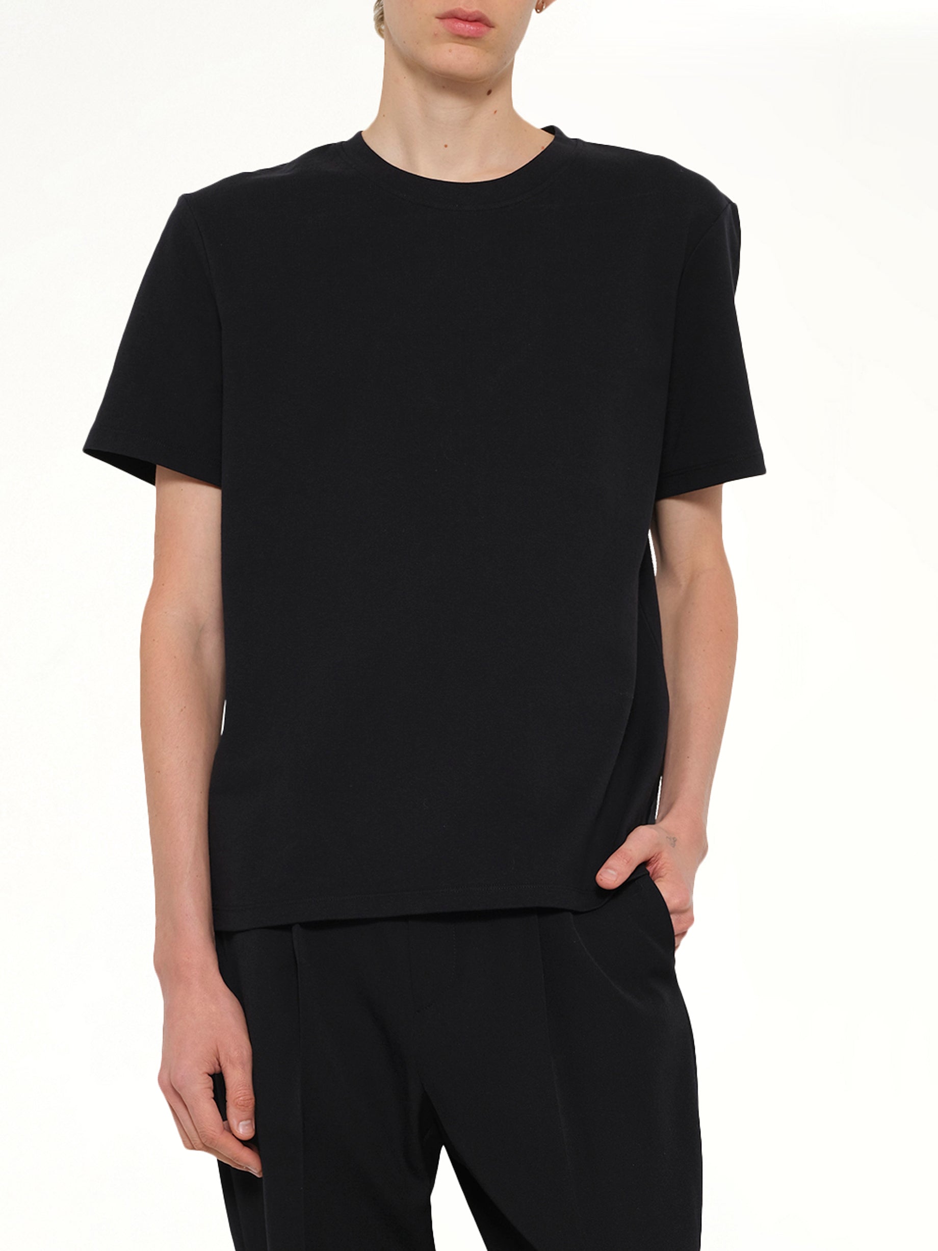 BALMAIN Back College Emblem T-Shirt in Black/White Detail Shot from MARAIS