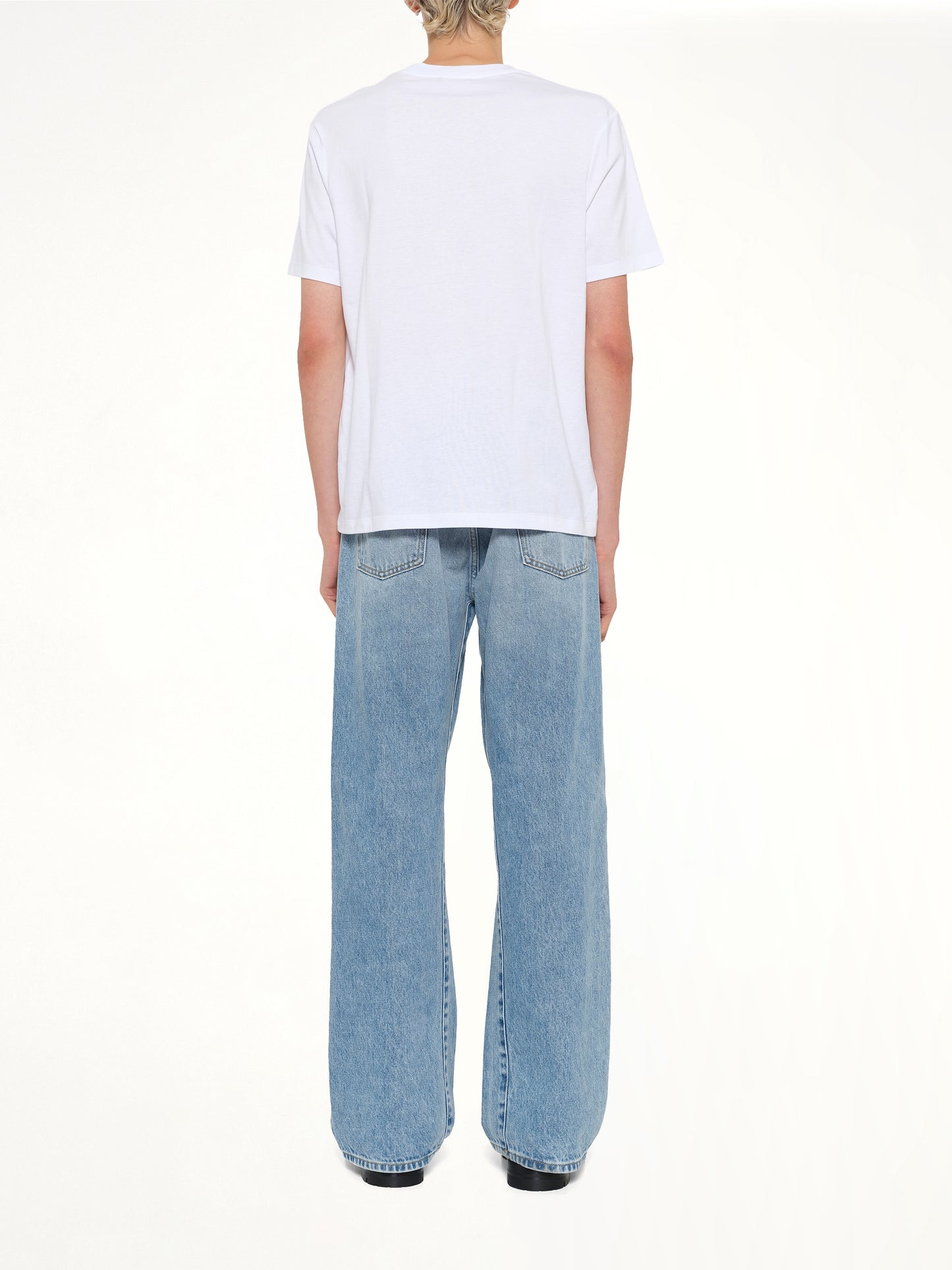 College Emblem Print T-Shirt in White/Blue