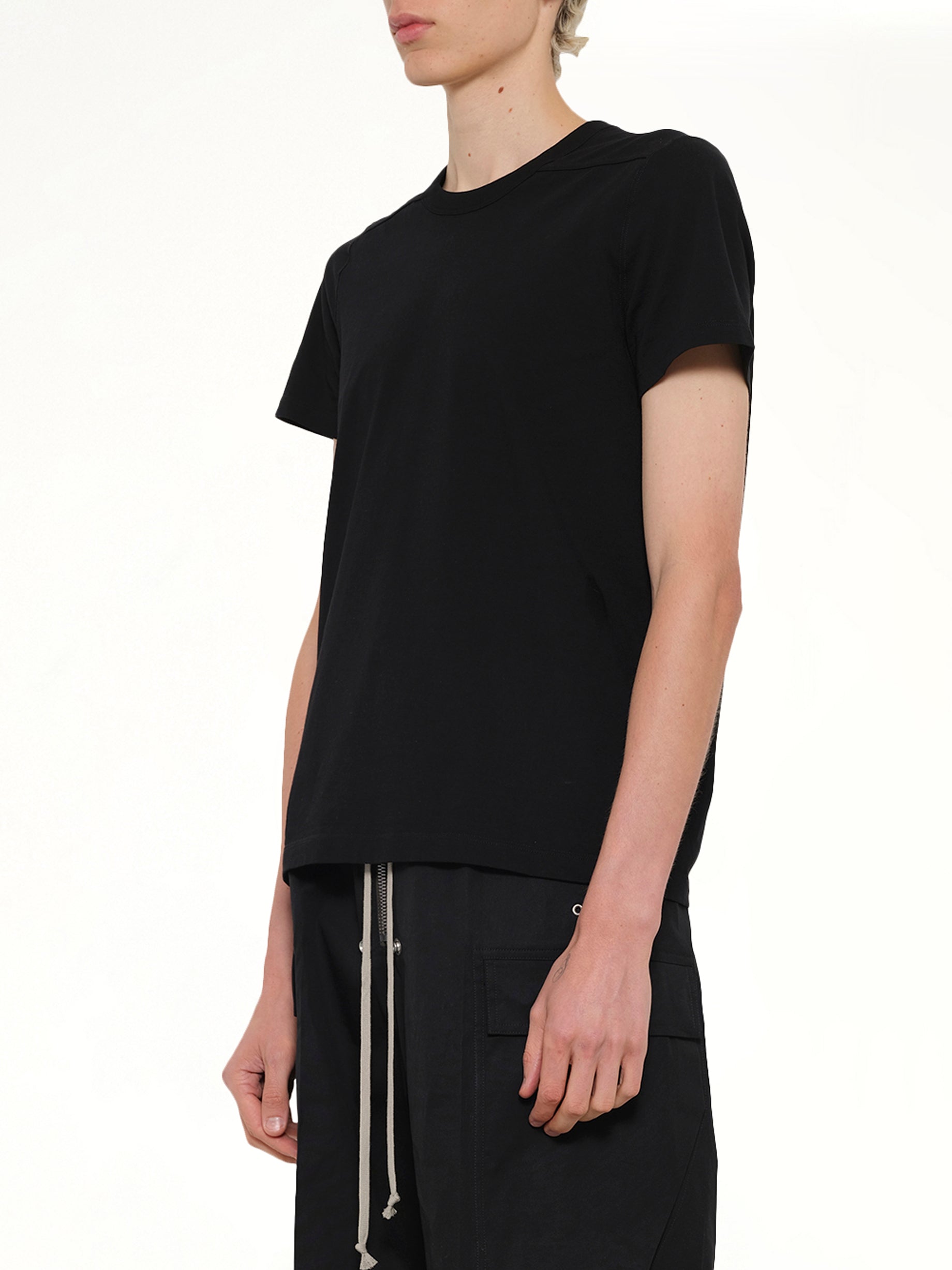 RICK OWENS Short Level T in Black Side View from MARAIS