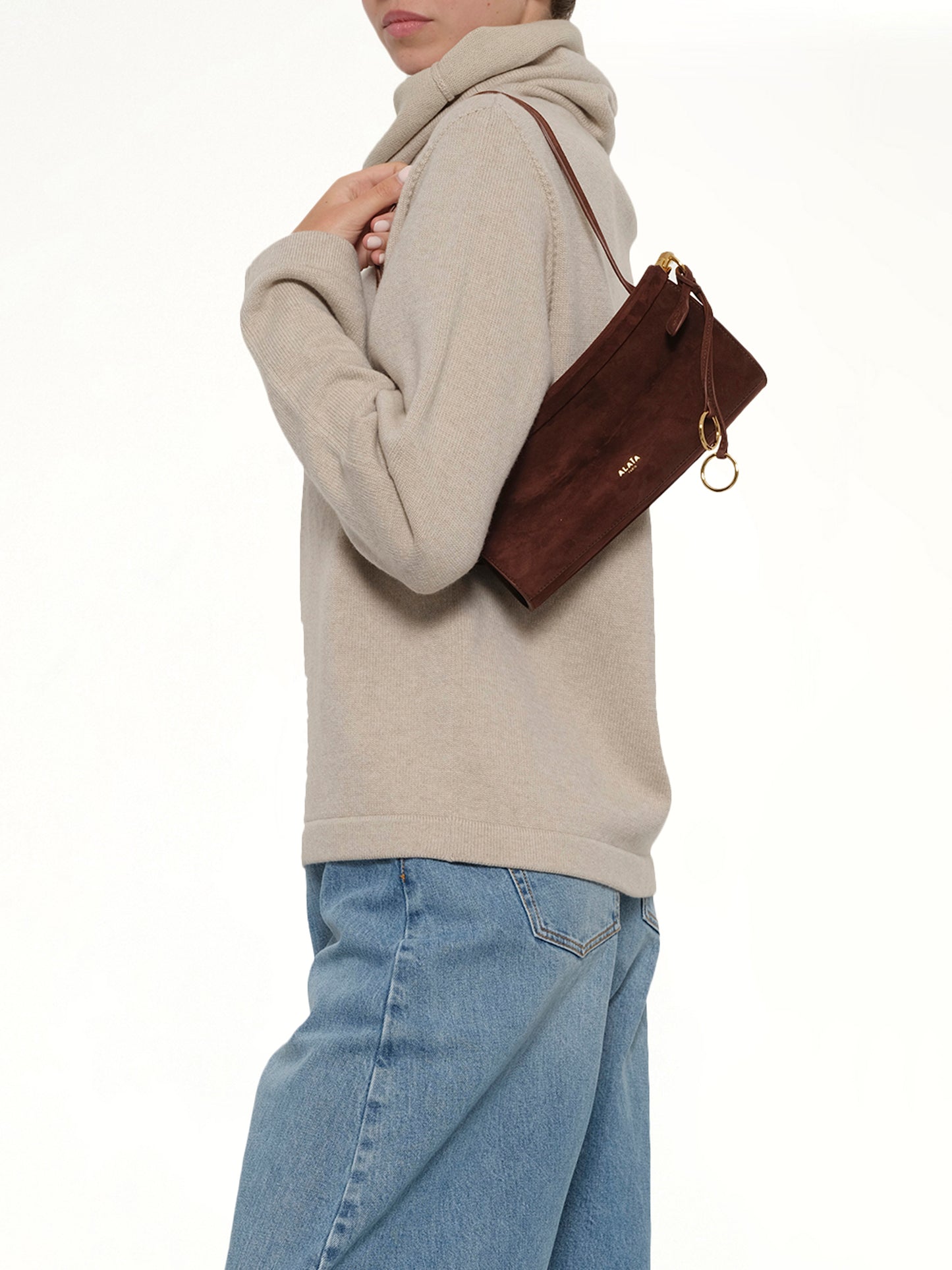 Le Click East West Small Bag in Brun Fonce