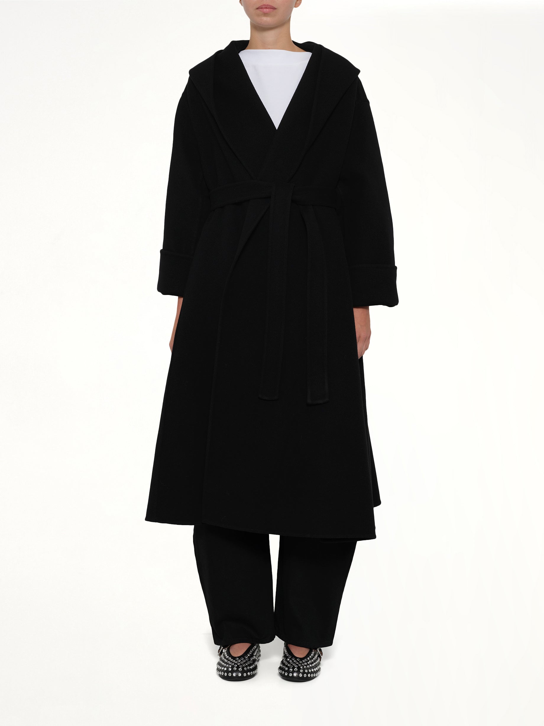 Hood Wrap Coat in Black
