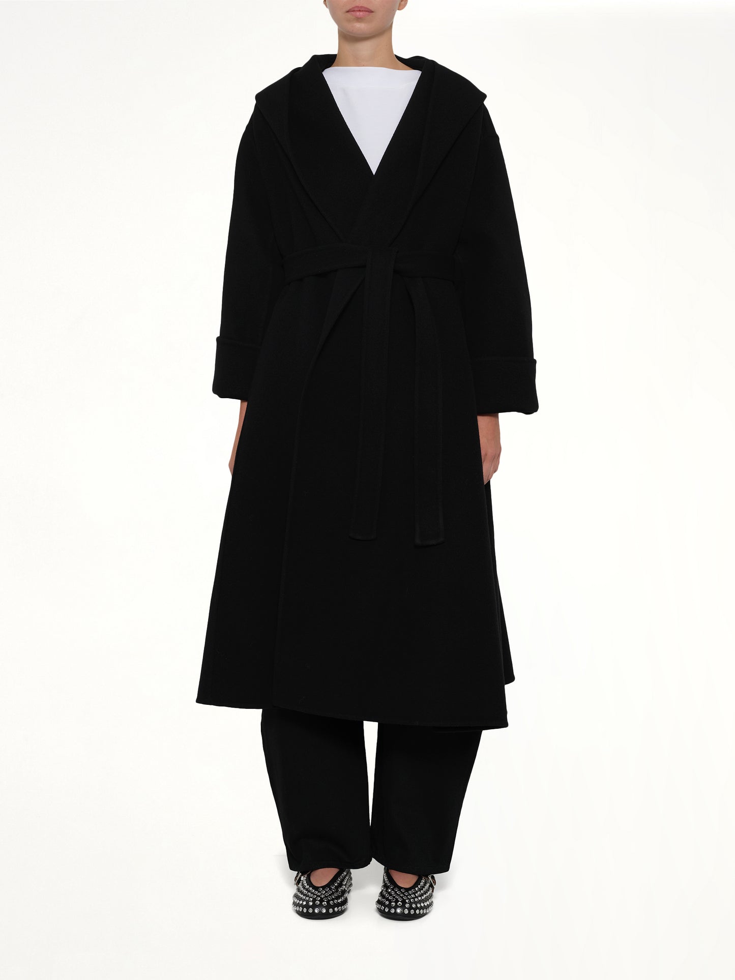 Hood Wrap Coat in Black