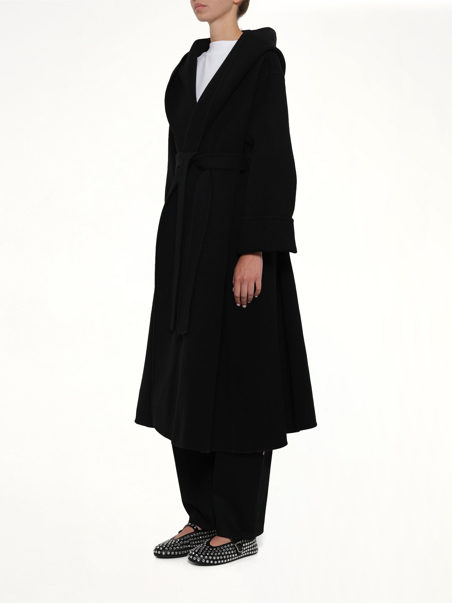 Hood Wrap Coat in Black