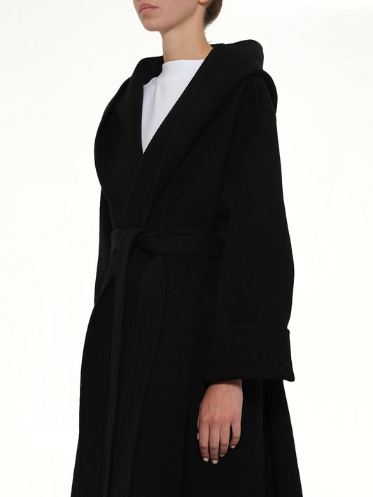 Hood Wrap Coat in Black