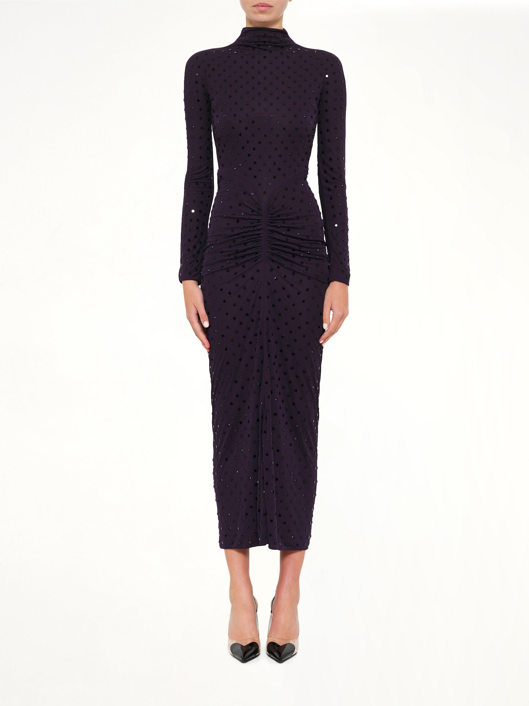 Draped Dress LS in Aubergine