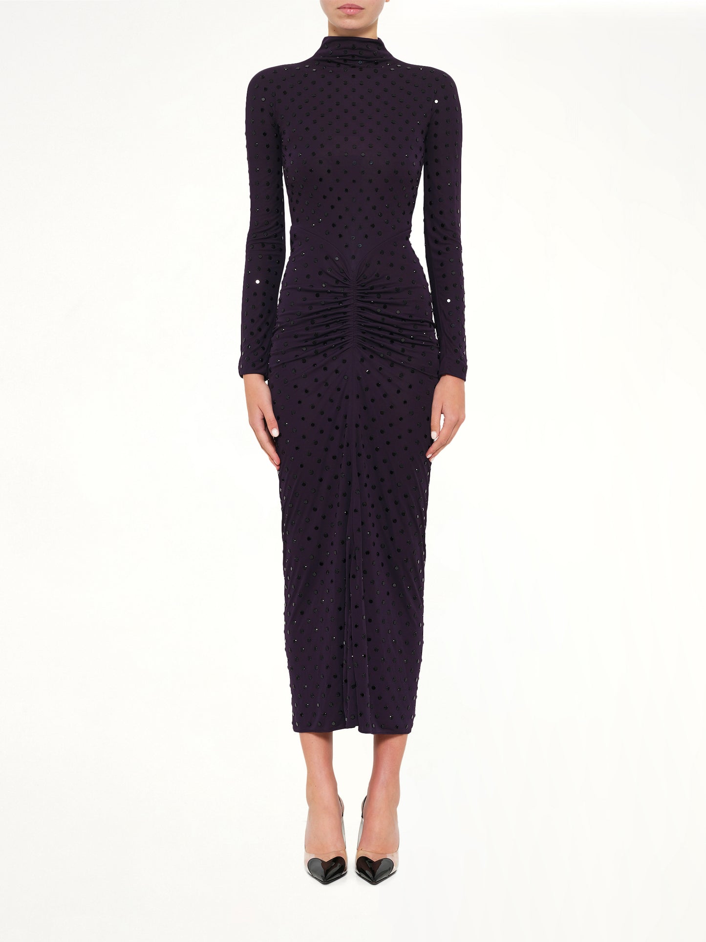 Draped Dress LS in Aubergine