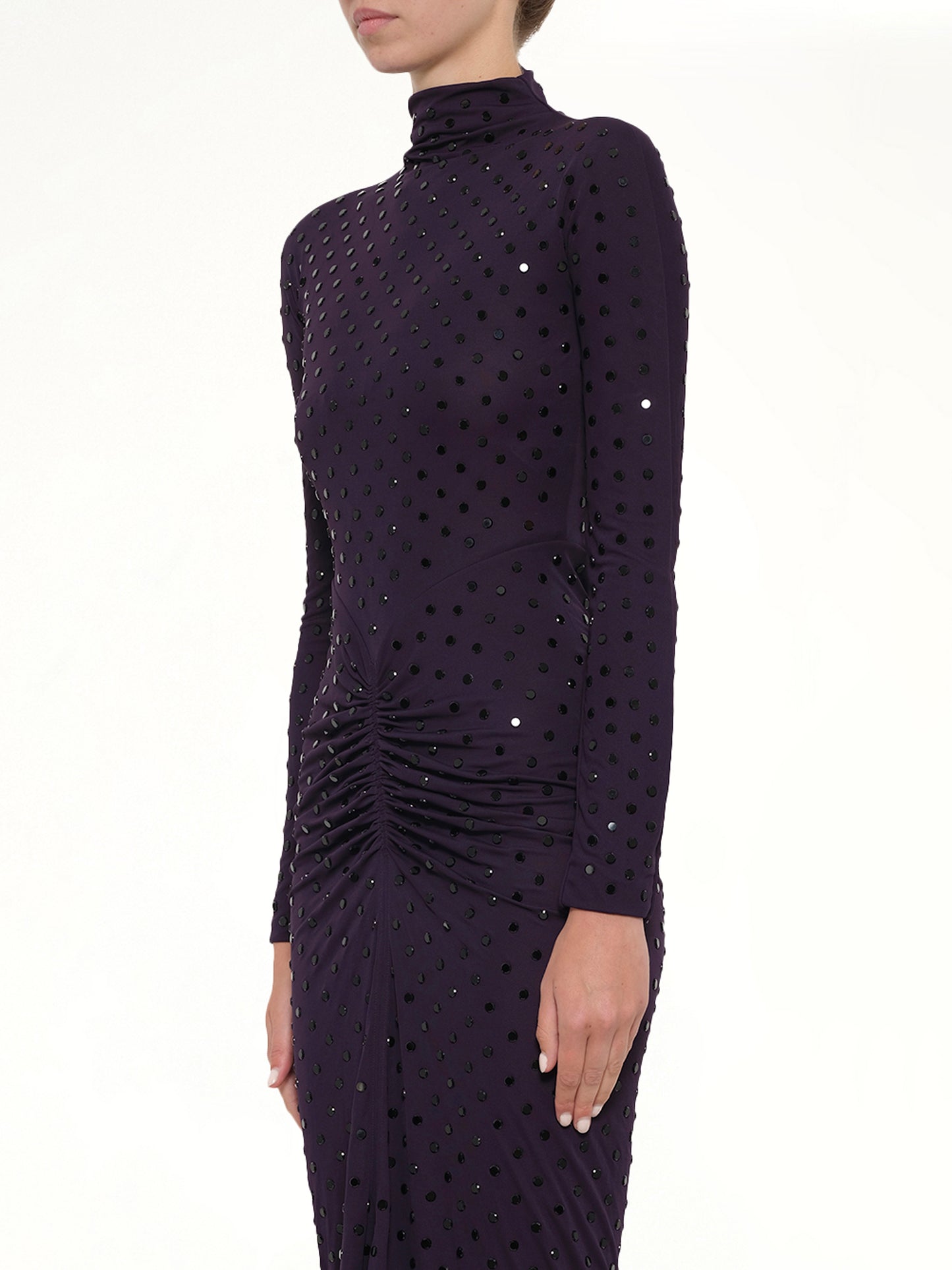 Draped Dress LS in Aubergine