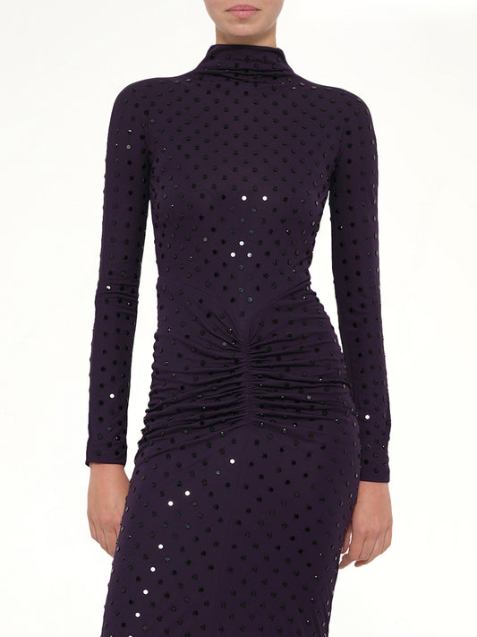 Draped Dress LS in Aubergine