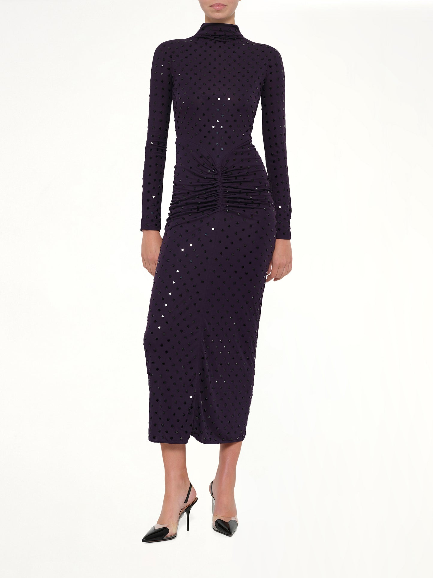 Draped Dress LS in Aubergine