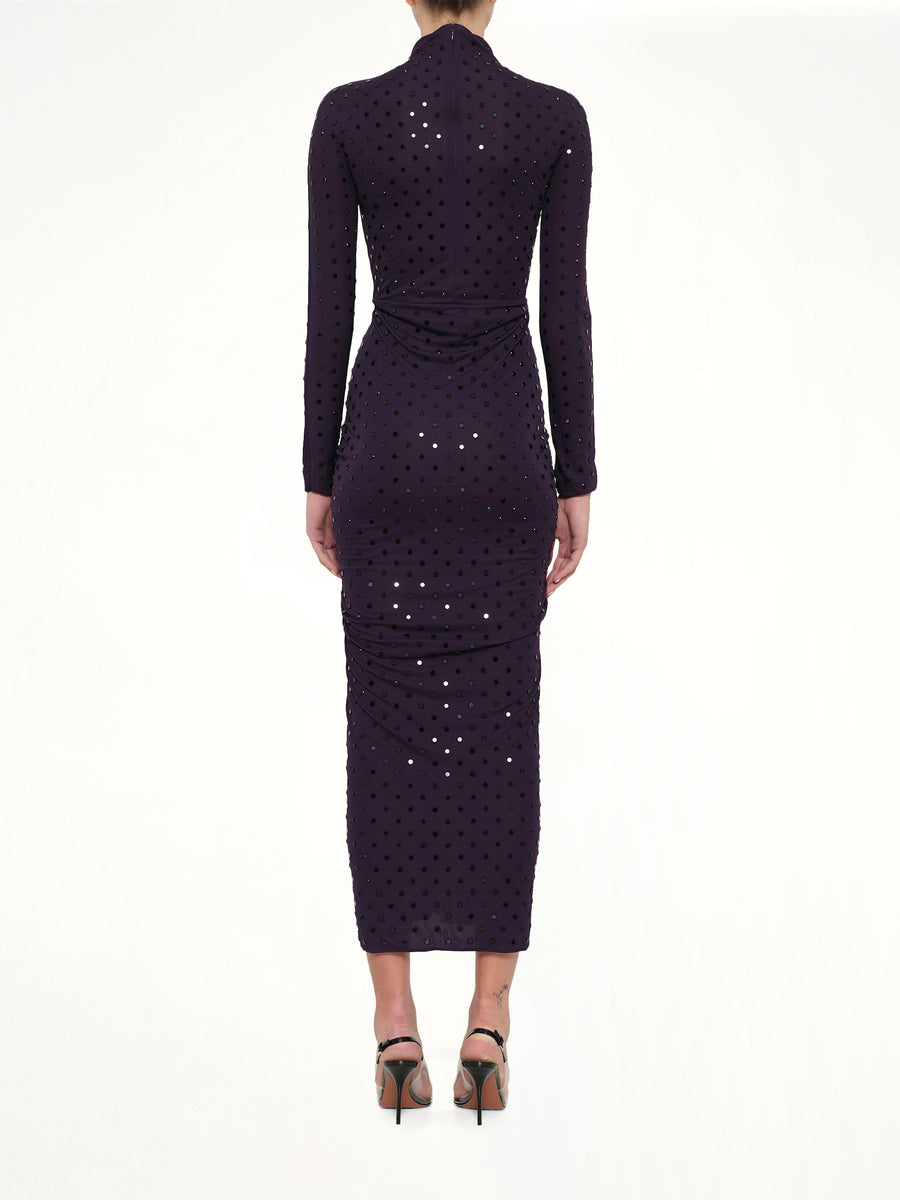 Draped Dress LS in Aubergine