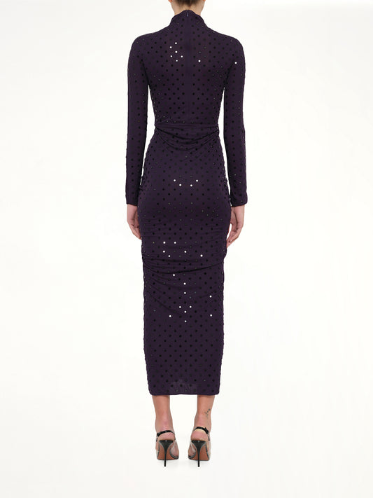 Draped Dress LS in Aubergine