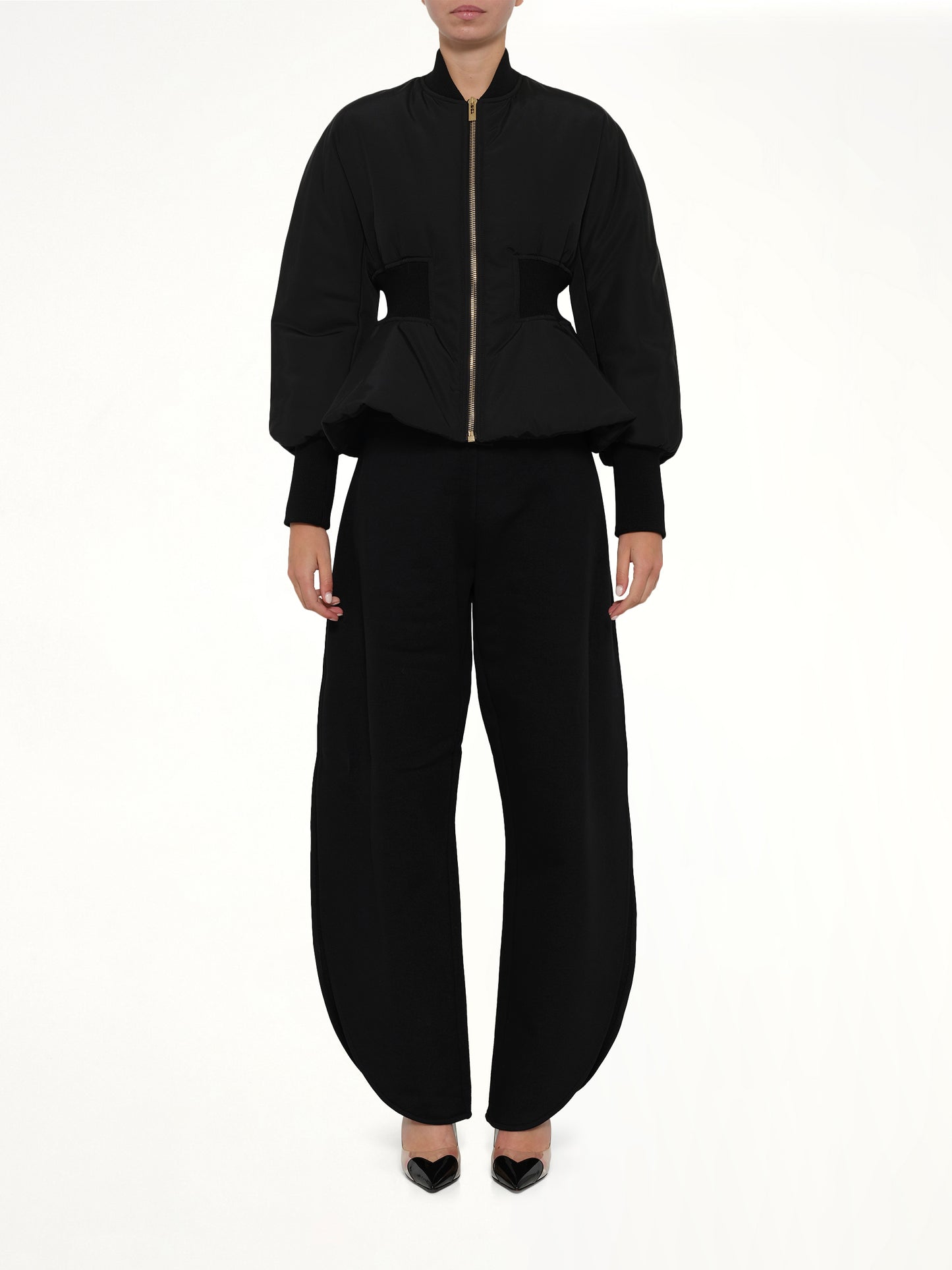 Peplum Bomber in Black