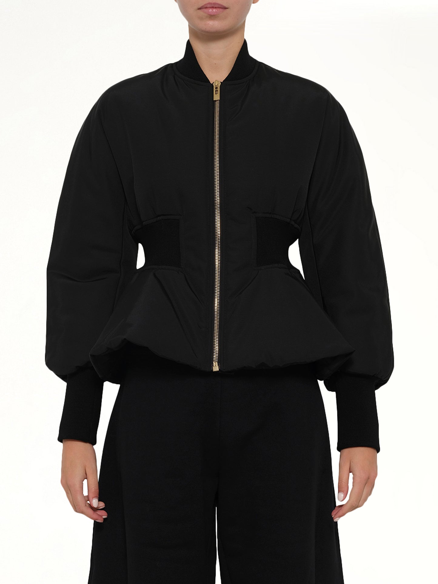 Peplum Bomber in Black