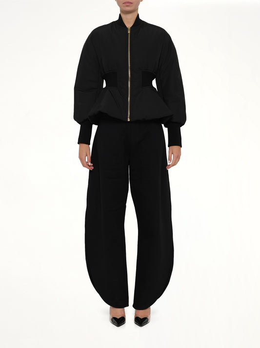 Peplum Bomber in Black