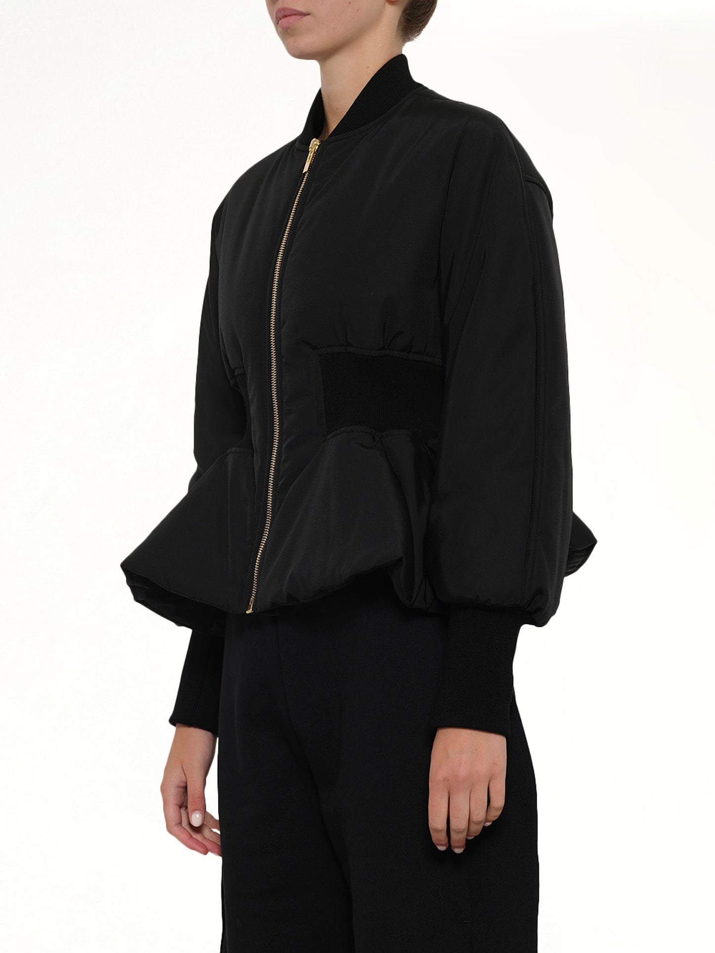 Peplum Bomber in Black