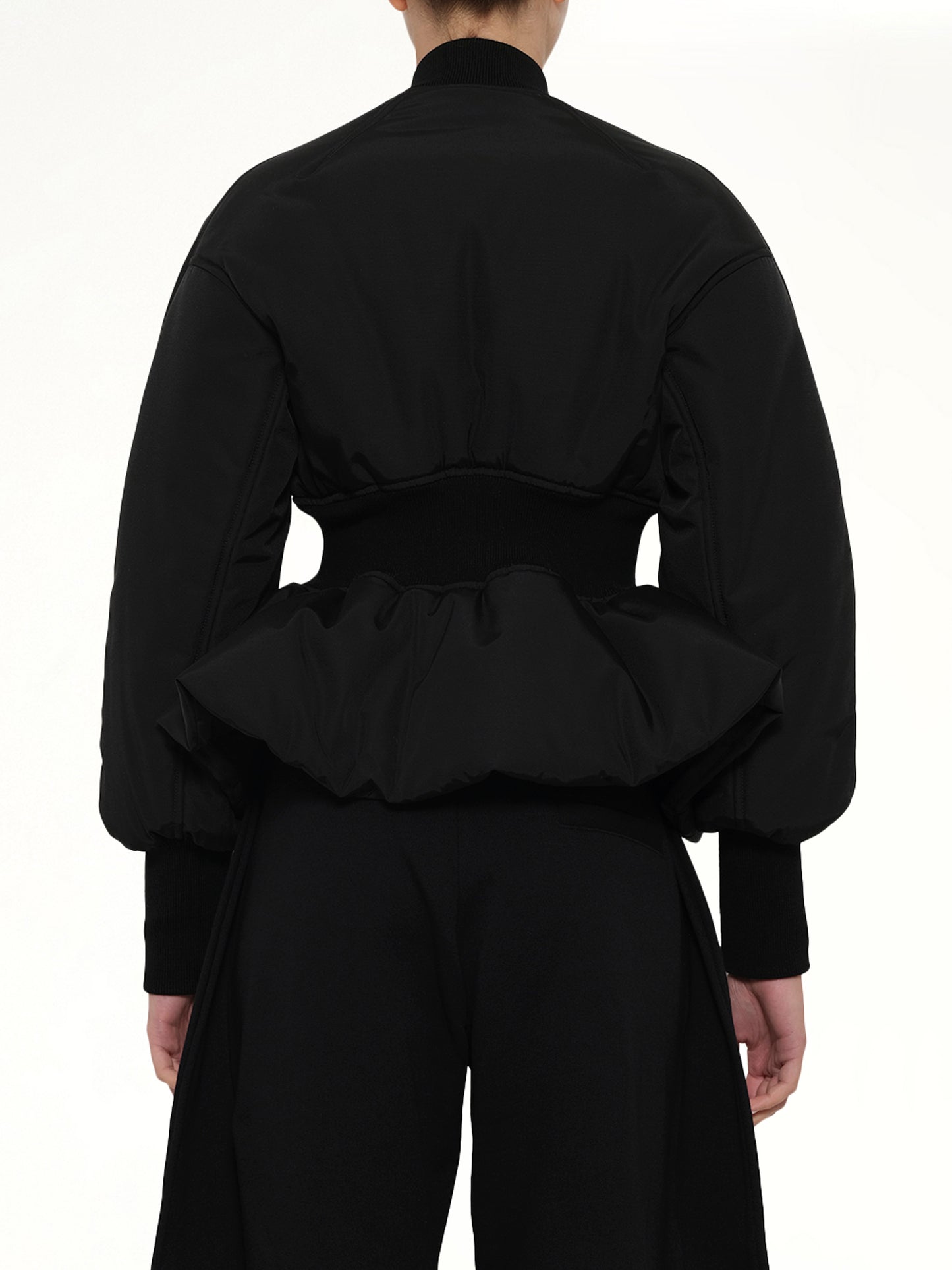 Peplum Bomber in Black