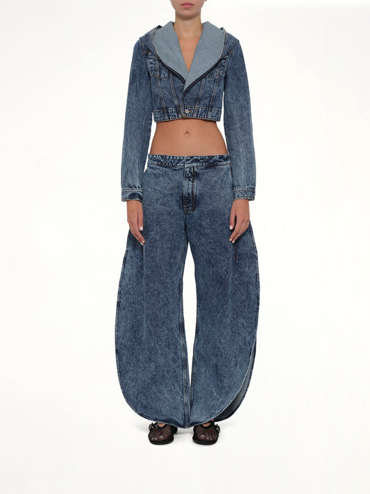 Hooded Jacket in Blue Denim