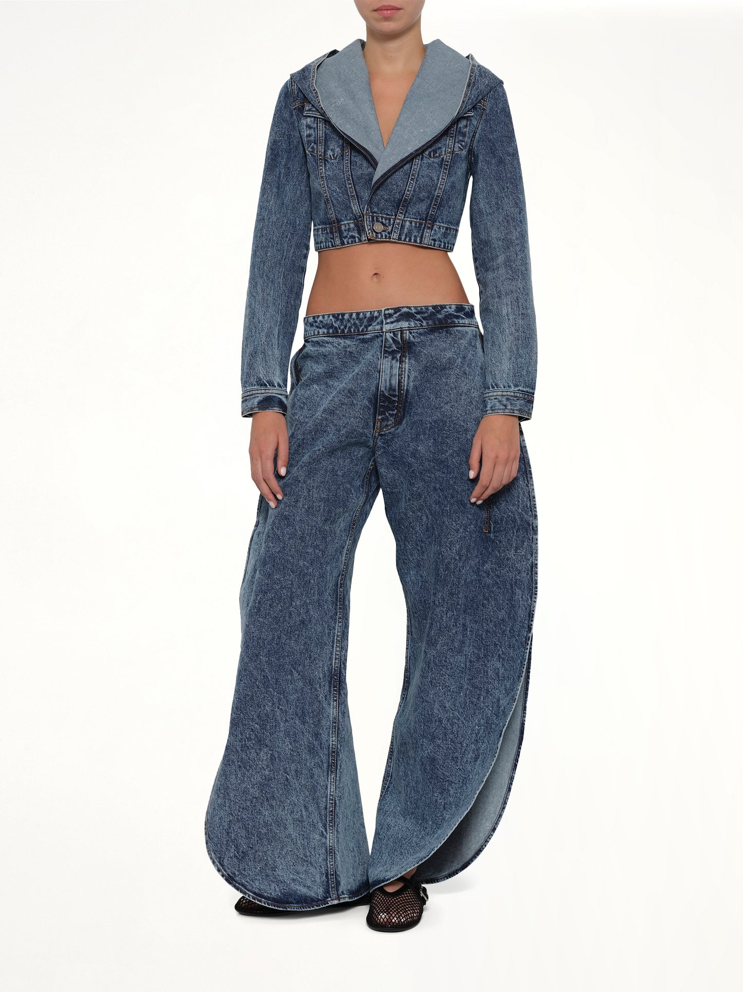 Hooded Jacket in Blue Denim