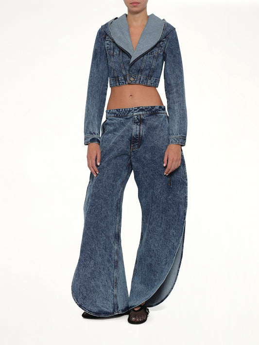 Hooded Jacket in Blue Denim